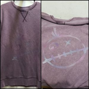 Mossimo hand painted face purple crewneck sweatshirt pullover mens XL Halloween